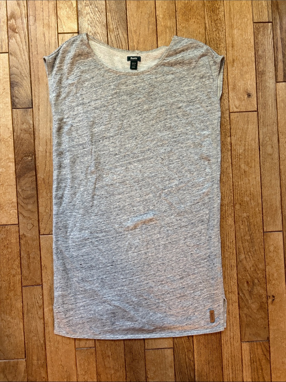 Roots 100% Cotton Heather Grey Cap Sleeve Tunic Top